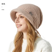 (M56-58cm)( Pink) hat woman Winter thick big head elasticity knitting fashion temperament warm