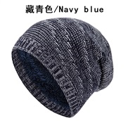 (        Navy blue)hat occidental style big double color pattern knitting warm neutral hedging man