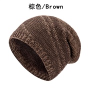 (M56-58cm)(    brown)hat occidental style big double color pattern knitting warm neutral hedging man