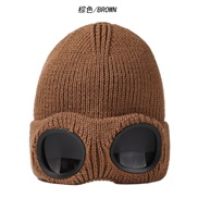 (M56-58cm)( brown)knitting hat man woman velvet eyes occidental style big head woolen lovers