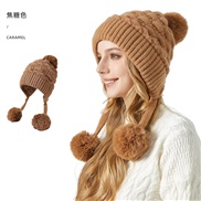 (M56-58cm)( lattice) quality pattern three thick hat woman Winter velvet Outdoor warm knitting