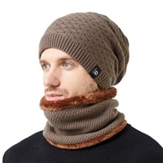 (M56-58cm)(Grhombus +  Khaki)occidental style Autumn and Winter knitting hat velvet warm Outdoor wind man woman same st