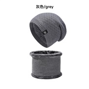 (M56-58cm)(Grhombus +  gray)occidental style Autumn and Winter knitting hat velvet warm Outdoor wind man woman same sty