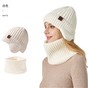 (M56-58cm)( white)Winter man woman knitting hat two big head twisted warm