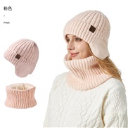 (M56-58cm)( Pink)Winter man woman knitting hat two big head twisted warm