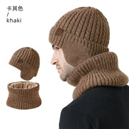 (M56-58cm)( Khaki)Winter man woman knitting hat two big head twisted warm