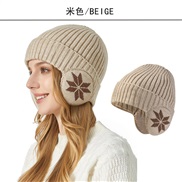 ( rice white) knitting hat two man woman big head thick Winter snowflake warm