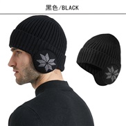 ( black) knitting hat two man woman big head thick Winter snowflake warm