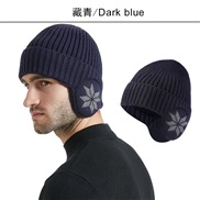 ( Navy blue) knitting hat two man woman big head thick Winter snowflake warm