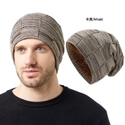 (M56-58cm)( khaki)hat man knitting lovers style velvet hedging
