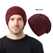 (M56-58cm)( Red wine)hat man knitting lovers style velvet hedging