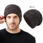 (M56-58cm)( Brown)hat man knitting lovers style velvet hedging