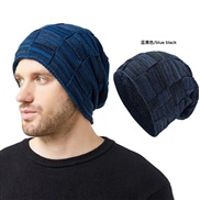 (M56-58cm)( blue  black)hat man knitting lovers style velvet hedging