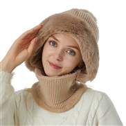 (  Khaki)occidental style hat one-piece blue patchwork pattern knitting velvet warm hat