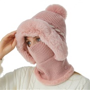 (  Pink)occidental style hat one-piece blue patchwork pattern knitting velvet warm hat