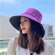 ( one size)( black+purple) Double surface Bucket hat woman summer day Korean style sunscreen sun hat summer big