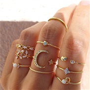 (55339)occidental style gold ring creative fashion loveove rhinestone ring set