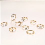 (gold )occidental style gold ring creative fashion loveove rhinestone ring set