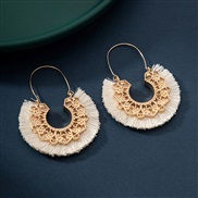 (C5)occidental style fashion Bohemia ethnic style geometry Metal Alloy geometry handmade weave row tassel earrings