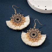 (C6)occidental style fashion Bohemia ethnic style geometry Metal Alloy geometry handmade weave row tassel earrings