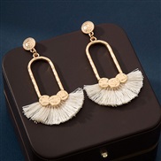 (C7)occidental style fashion Bohemia ethnic style geometry Metal Alloy geometry handmade weave row tassel earrings