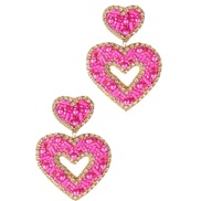 ( Pink)occidental style fresh sweet handmade Cloth hollow splice love earring all-Purpose Earring