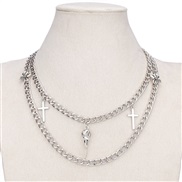 ( necklace)necklace occidental style  trend cross bat shirt multilayer necklace cross pendant