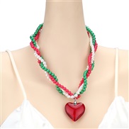 ( ColorPearl peach heart   necklace)occidental style  fashion brief multilayer imitate Pearl twining color beads all-Pu