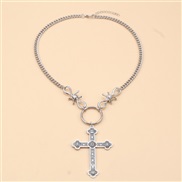( necklace)Pearl cross pendant necklace woman ins occidental style Metal multilayer clavicle chain