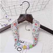 ( Lake Blue )spring trend woman print Beads Cloth necklace candy colors ornament scarves