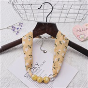 ( Gold)spring trend woman print Beads Cloth necklace candy colors ornament scarves