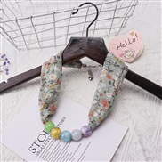 (Cyan )spring trend woman print Beads Cloth necklace candy colors ornament scarves