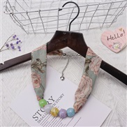 (Ligh green )spring trend woman print Beads Cloth necklace candy colors ornament scarves