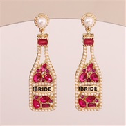 ( rose Red) Word temperament trend all-Purpose earrings Earring woman