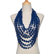 ( sapphire blue ) occidental style exaggerating long style necklace multilayer tassel sweater chain banquetnecklace