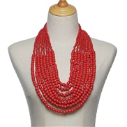 ( red)ethnic style multilayer sweater chain tassel long necklace exaggeratingnecklace