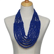 ( blue)ethnic style multilayer sweater chain tassel long necklace exaggeratingnecklace