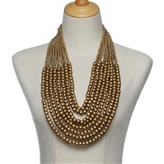 ( Champagne gold)ethnic style multilayer sweater chain tassel long necklace exaggeratingnecklace