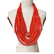 ( red)ethnic style multilayer sweater chain tassel long necklace exaggeratingnecklace