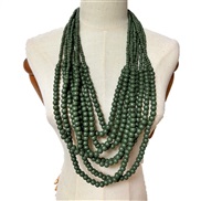 ( green)ethnic style multilayer sweater chain tassel long necklace exaggeratingnecklace