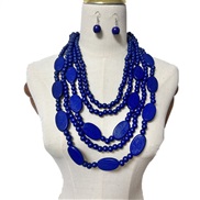 ( sapphire blue ) beads multilayer tassel necklace ethnic style sweater chainnecklaces