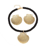 ( black)occidental style trend wind earrings necklace set woman brief Alloy Shells pendant