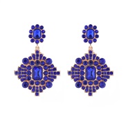( blue)occidental style retro palace wind colorful diamond earrings woman multilayer fully-jewelled samll temperament E