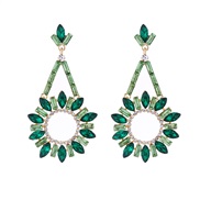 ( green)occidental style fashion trend colorful diamond exaggerating earrings Round flower earring woman temperament hi
