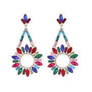 ( Color)occidental style fashion trend colorful diamond exaggerating earrings Round flower earring woman temperament hi