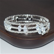 (SL 1211  Silver)bride layer Pearl Rhinestone zircon twining opening bangle bracelet gold silver color diamond bracelet
