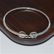 (SL 1214  Silver)fashion brief row Rhinestone crystal opening bangle bracelet gold silver color bracelet woman mosaic d