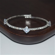 (SL 1212  Silver)fashion brief row Rhinestone crystal opening bangle bracelet gold silver color bracelet woman mosaic d