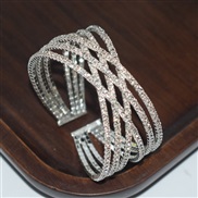 (SL 1215  Silver)fully-jewelled multilayer opening bangle occidental style exaggerating more row Rhinestone bracelet wo