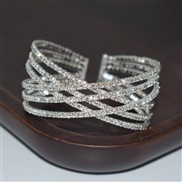 (SL 1215  Gold)fully-jewelled multilayer opening bangle occidental style exaggerating more row Rhinestone bracelet woman
